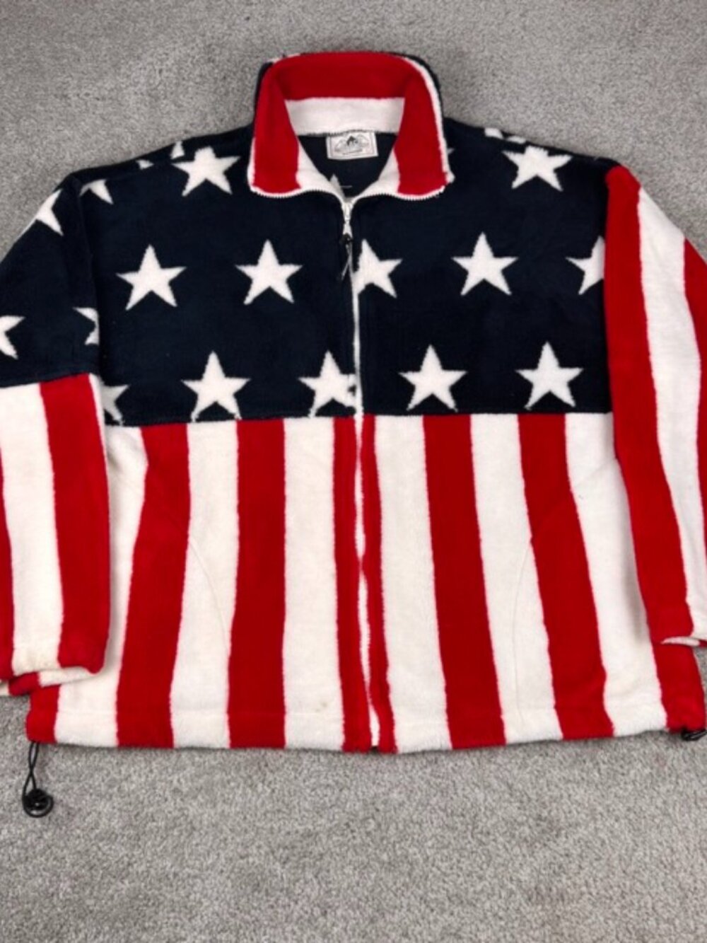 Vintage Black Mountain Jacket Men's Large America USA Flag AOP Graphic Fleece